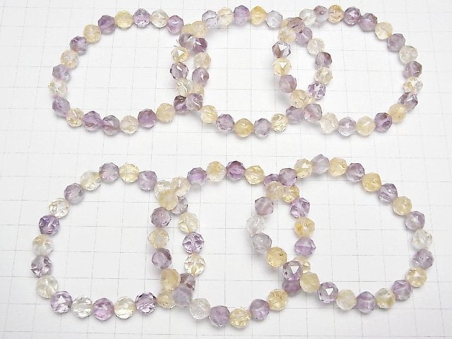 [Video]High Quality! Amethyst x Citrine AA++ Star Faceted Round 8mm Bracelet