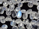 [Video] High Quality Rainbow Moonstone AA++ Pear Shape (Smooth) Half or 1 Strand Beads (approx. 6 inches/16 cm)