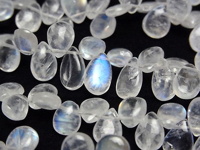 [Video]High Quality Rainbow Moonstone AA++ Pear shape (Smooth) half or 1strand beads (aprx.6inch/16cm)