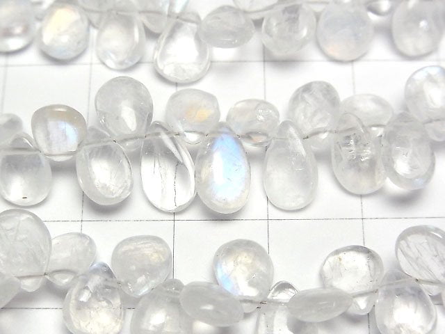 [Video]High Quality Rainbow Moonstone AA++ Pear shape (Smooth) half or 1strand beads (aprx.6inch/16cm)