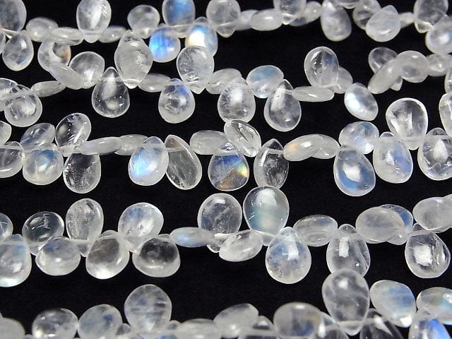 [Video]High Quality Rainbow Moonstone AA++ Pear shape (Smooth) half or 1strand beads (aprx.6inch/16cm)