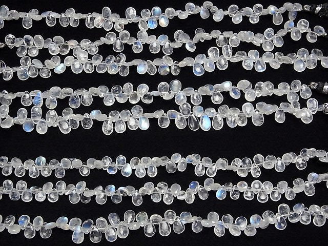 [Video]High Quality Rainbow Moonstone AA++ Pear shape (Smooth) half or 1strand beads (aprx.6inch/16cm)