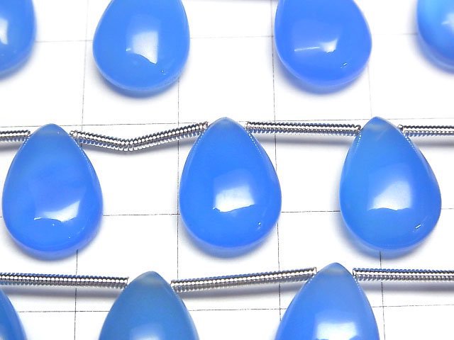 [Video]High Quality Blue Chalcedony AAA Pear shape (Smooth) 14x10mm 1strand (6pcs)