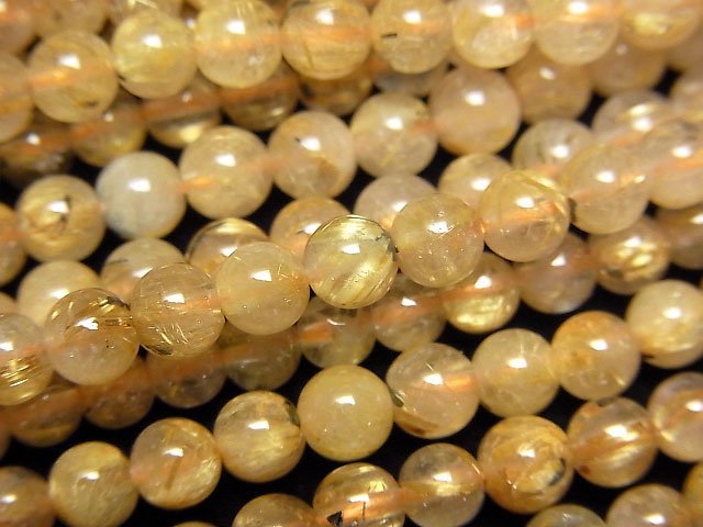 [Video]Rutilated Quartz AA++ Round 4mm-5mm 1strand beads (aprx.15inch/38cm)