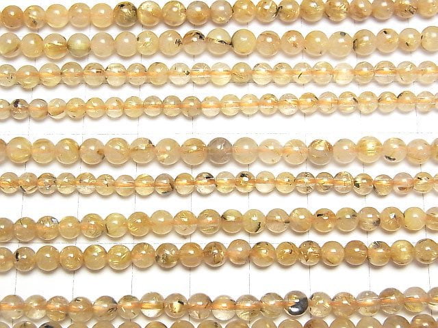 [Video]Rutilated Quartz AA++ Round 4mm-5mm 1strand beads (aprx.15inch/38cm)