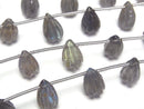 [Video]High Quality Labradorite AA++ Line Carved Drop 1strand (8pcs)