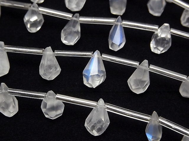 [Video]High Quality Royal Blue Moonstone AAA- Rough Drop Faceted Briolette 1strand (8pcs)