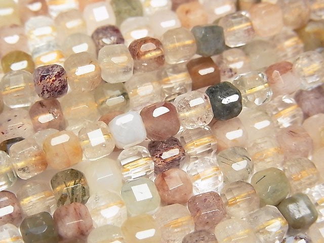 [Video]High Quality! Multicolor Quartz AA+ Cube Shape 5x5x5mm 1strand beads (aprx.15inch/38cm)