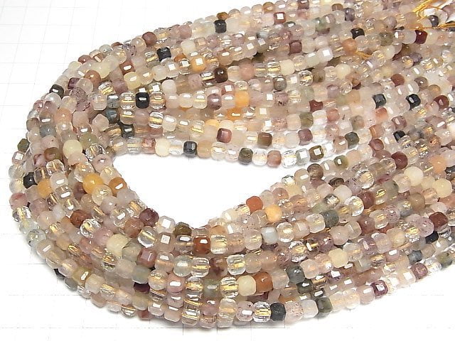 [Video]High Quality! Multicolor Quartz AA+ Cube Shape 5x5x5mm 1strand beads (aprx.15inch/38cm)