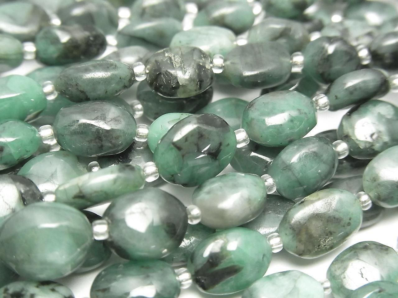 Brésilien Émeraude AA++ Pépite 1 rang de perles (env. 5 pouces/12 cm)