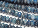 [Video]High Quality! Blue Apatite AA Faceted Button Rondelle 7.5x7.5x3.5mm half or 1strand beads (aprx.15inch/38cm)
