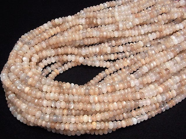 [Video] Multicolor Moonstone AA++ Roundel 5x5x3mm 1strand beads (aprx.15inch/38cm)