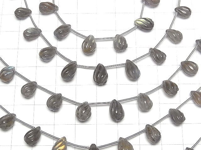 [Video]High Quality Labradorite AA++ S-shaped Line Carved Drop 1strand (8pcs)