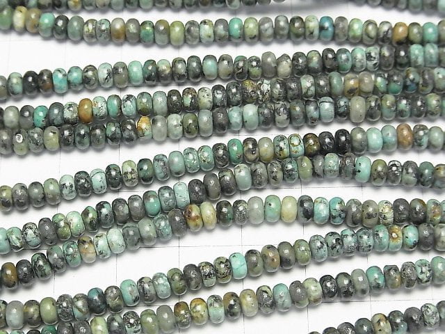 [Video]African Turquoise Roundel 4.5x4.5x2.5mm 1strand beads (aprx.15inch/38cm)