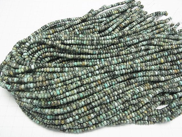 [Video]African Turquoise Roundel 4.5x4.5x2.5mm 1strand beads (aprx.15inch/38cm)