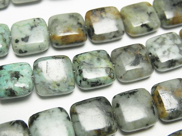 [Video]African Turquoise Square 10x10x5mm half or 1strand beads (aprx.15inch/38cm)