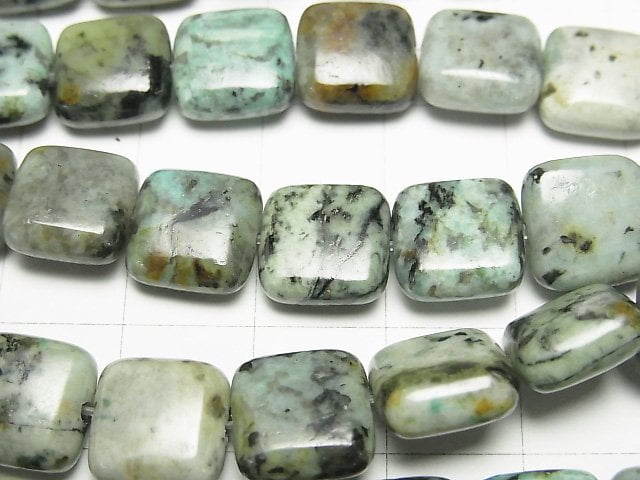 [Video]African Turquoise Square 10x10x5mm half or 1strand beads (aprx.15inch/38cm)