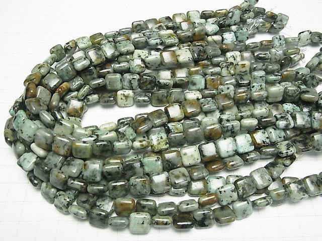 [Video]African Turquoise Square 10x10x5mm half or 1strand beads (aprx.15inch/38cm)