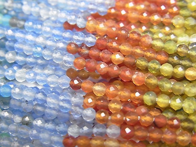 [Video]High Quality! Multicolor Agate Faceted Round 2.5mm 1strand beads (aprx.15inch/38cm)