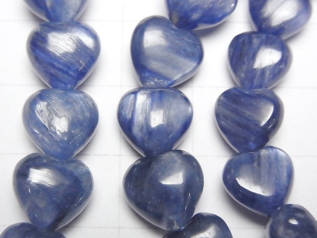 [Video] High Quality Kyanite AAA Vertical Hole Heart Shape 10mm Bracelet