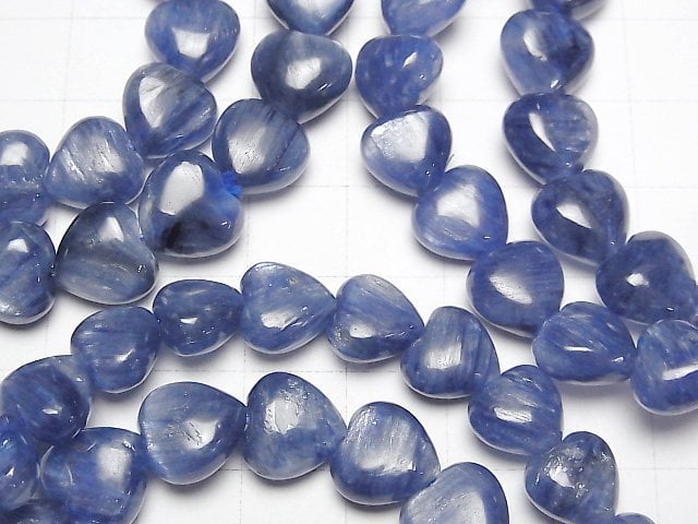 [Video] High Quality Kyanite AAA Vertical Hole Heart Shape 10mm Bracelet