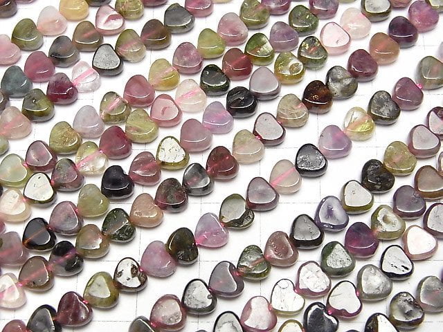 [Video] Multicolor Tourmaline AA+ Vertical Hole Heart 5.5x6mm half or 1strand beads (aprx.15inch/38cm)