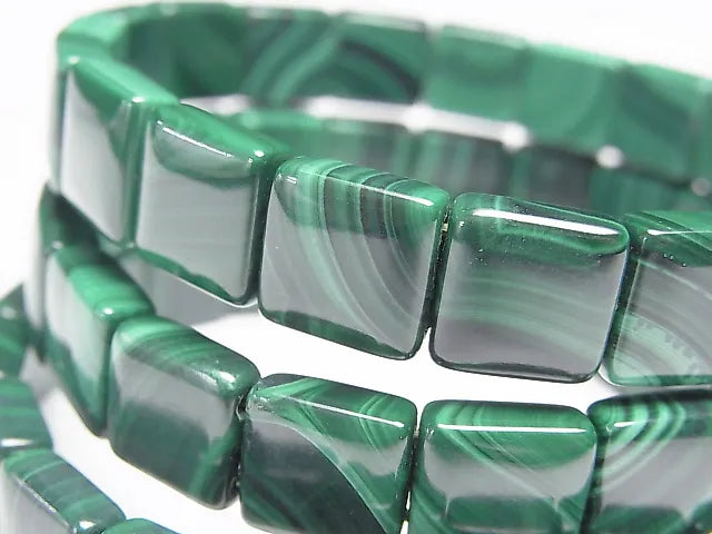 [Video]Malachite AA++ 2-hole Square 10x10mm 1strand (Bangle Bracelet)