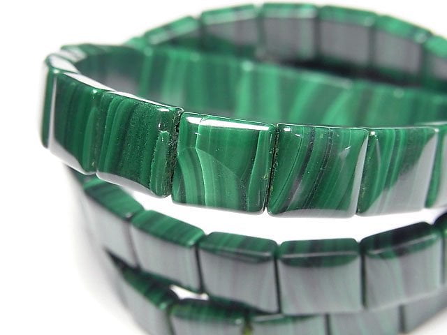 [Video]Malachite AA++ 2-hole Square 10x10mm 1strand (Bangle Bracelet)