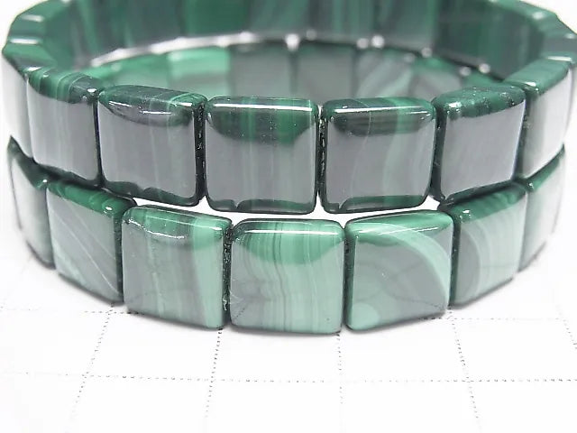 [Video]Malachite AA++ 2-hole Square 10x10mm 1strand (Bangle Bracelet)