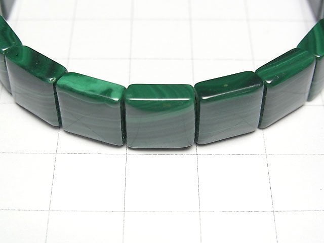 [Video]Malachite AA++ 2-hole Square 10x10mm 1strand (Bangle Bracelet)