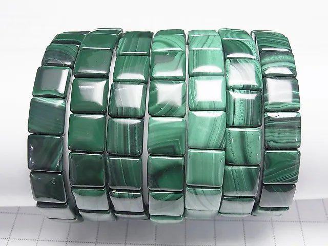 [Video]Malachite AA++ 2-hole Square 10x10mm 1strand (Bangle Bracelet)