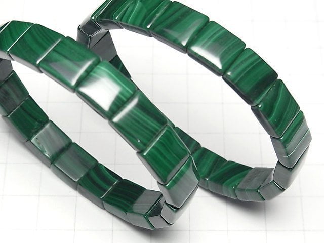 [Video]Malachite AA++ 2-hole Square 10x10mm 1strand (Bangle Bracelet)