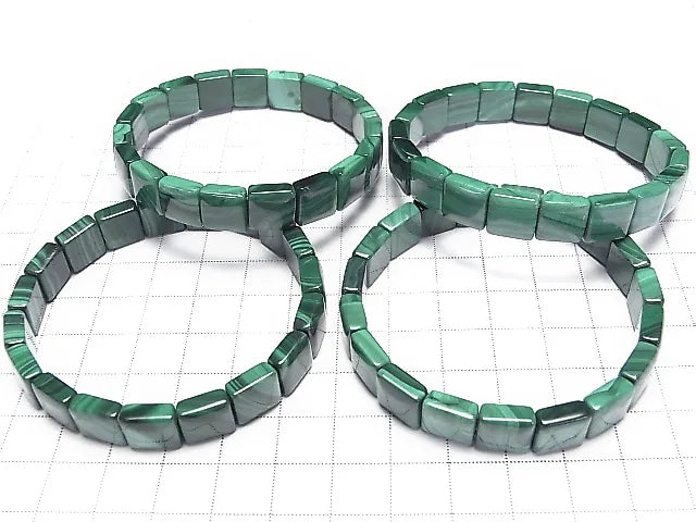 [Video]Malachite AA++ 2-hole Square 10x10mm 1strand (Bangle Bracelet)