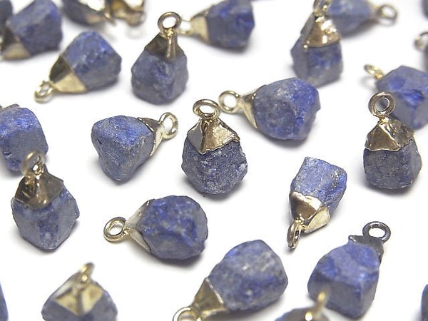 [Video]Lapislazuli Rough Rock Charm Gold color 2pcs