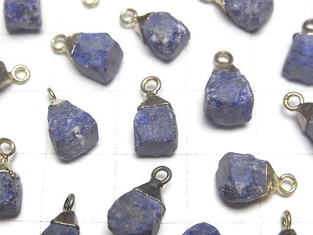 [Video]Lapislazuli Rough Rock Charm Gold color 2pcs