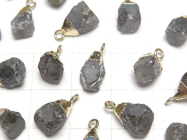 [Video]Labradorite Rough Rock Charm Gold color 2pcs