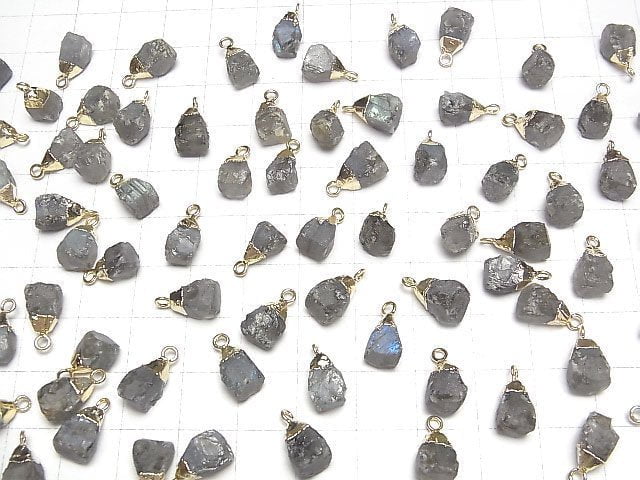 [Video]Labradorite Rough Rock Charm Gold color 2pcs