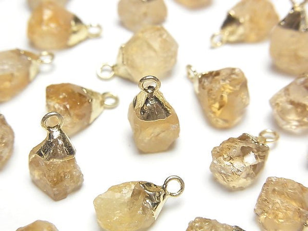 [Video]Citrine Rough Rock Charm Gold color 2pcs