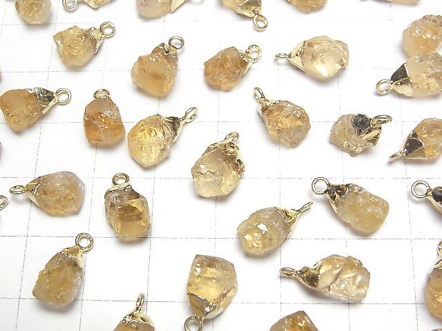 [Video]Citrine Rough Rock Charm Gold color 2pcs