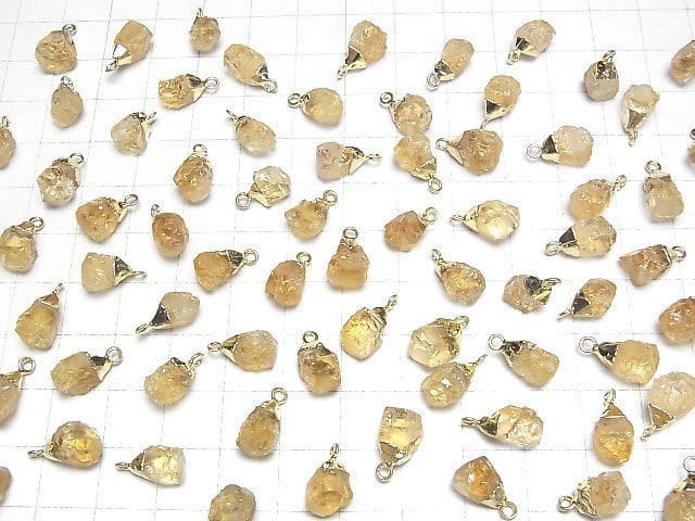 [Video]Citrine Rough Rock Charm Gold color 2pcs