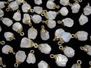 [Video]Rainbow Moonstone Rough Rock Charm Gold color 2pcs