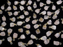 [Video] Rose Quartz Rough Rock Charm Gold color 2pcs