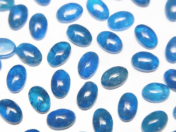 [Video]High Quality Neon Blue Apatite AA++ Oval Cabochon 6x4mm 3pcs