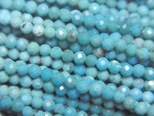 [Video]High Quality! Arizona Kingman Turquoise AA++ Faceted Round 2mm half or 1strand beads (aprx.12inch/30cm)