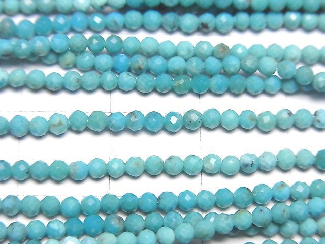 [Video]High Quality! Arizona Kingman Turquoise AA++ Faceted Round 2mm half or 1strand beads (aprx.12inch/30cm)