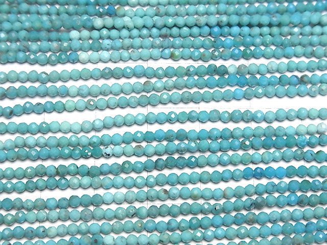 [Video]High Quality! Arizona Kingman Turquoise AA++ Faceted Round 2mm half or 1strand beads (aprx.12inch/30cm)