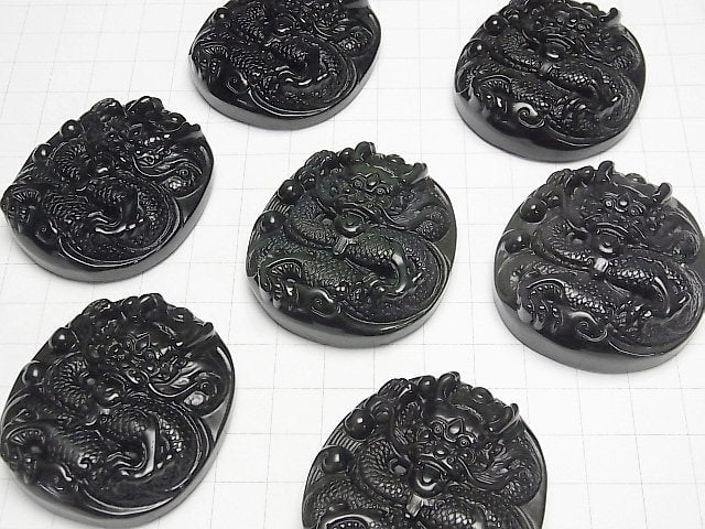 [Video] Dragon Carved! Rainbow Obsidian AAA Plate 1pc