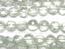 [Video]High Quality Green Amethyst AAA Faceted Coin half or 1strand beads (aprx.14inch/34cm)