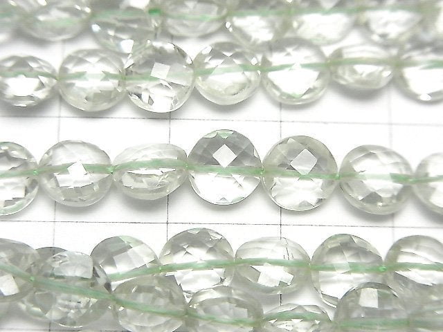 [Video]High Quality Green Amethyst AAA Faceted Coin half or 1strand beads (aprx.14inch/34cm)