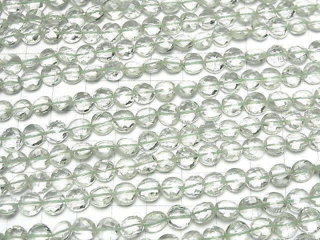 [Video]High Quality Green Amethyst AAA Faceted Coin half or 1strand beads (aprx.14inch/34cm)